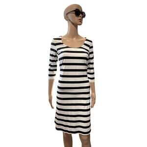 NWT Saint James blue white striped stretch bodycon midi dress with UV protectant